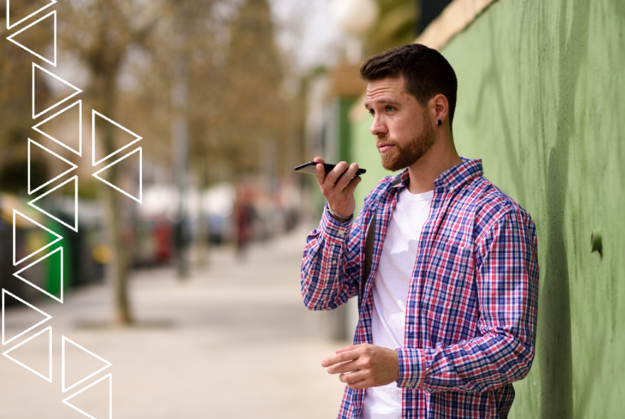 Man recording a voice note